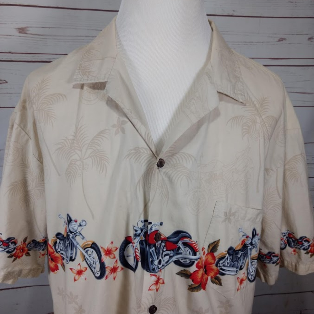 Motorcycle Hawaiian Short Sleeve Button Shirt  XXL